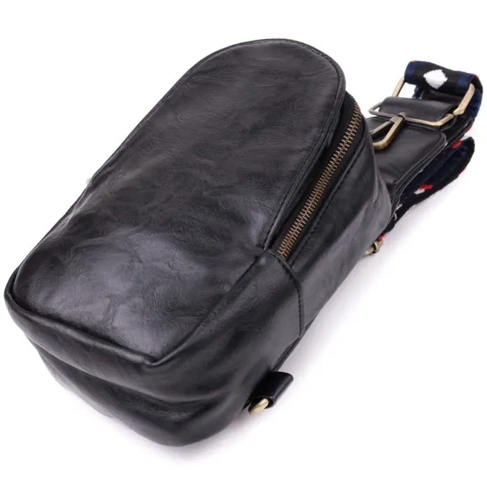 Жіночий слінг сумка через плече з екошкіри Vintage 15117 Чорний