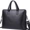 Шкіряна чоловіча ділова сумка-портфель портфель для ноутбука 37х28.5х7, дипломат для офіса Tiding Bag 64028 чорний