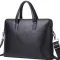 Шкіряна чоловіча ділова сумка-портфель портфель для ноутбука 37х28.5х7, дипломат для офіса Tiding Bag 64028 чорний