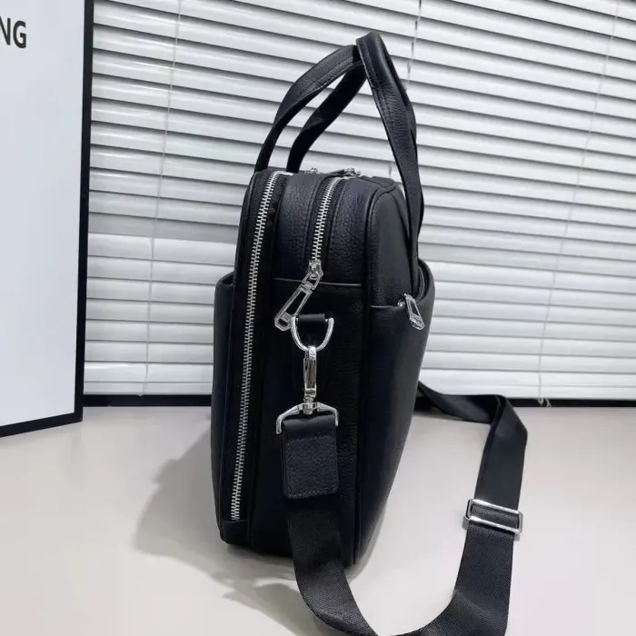 Шкіряна чоловіча ділова сумка для ноутбука 40x27x10, офісний портфель Tiding Bag 56901, чорний
