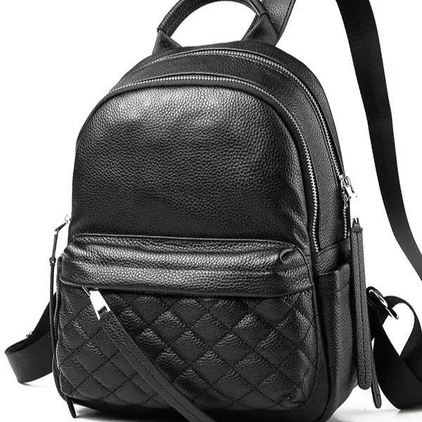 Жіночий шкіряний рюкзак міський 35х26х17, наплічник з натуральної шкіри, чорний