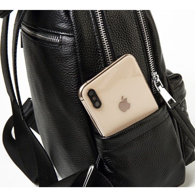 Жіночий шкіряний рюкзак міський 35х26х17, наплічник з натуральної шкіри, чорний