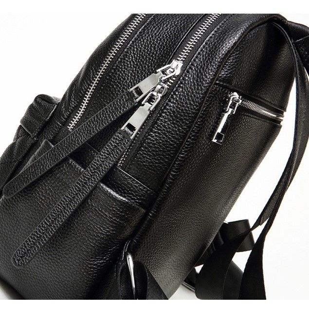 Жіночий шкіряний рюкзак міський 35х26х17, наплічник з натуральної шкіри, чорний