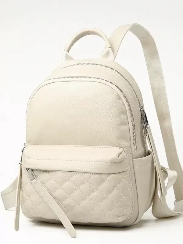 Жіночий шкіряний наплічник міський 35х26х17, рюкзак з натуральної шкіри, білий