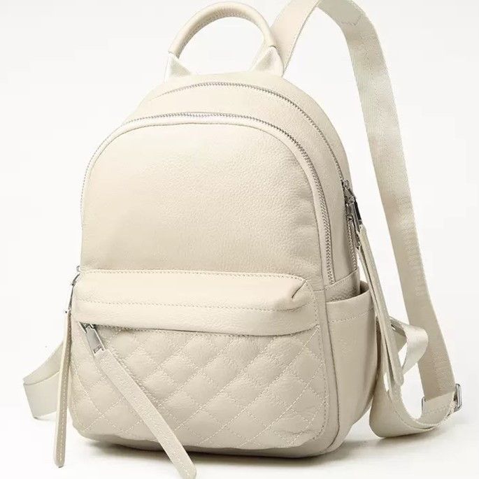 Жіночий шкіряний наплічник міський 35х26х17, рюкзак з натуральної шкіри, білий