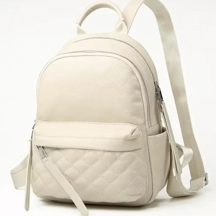 Жіночий шкіряний наплічник міський 35х26х17, рюкзак з натуральної шкіри, білий