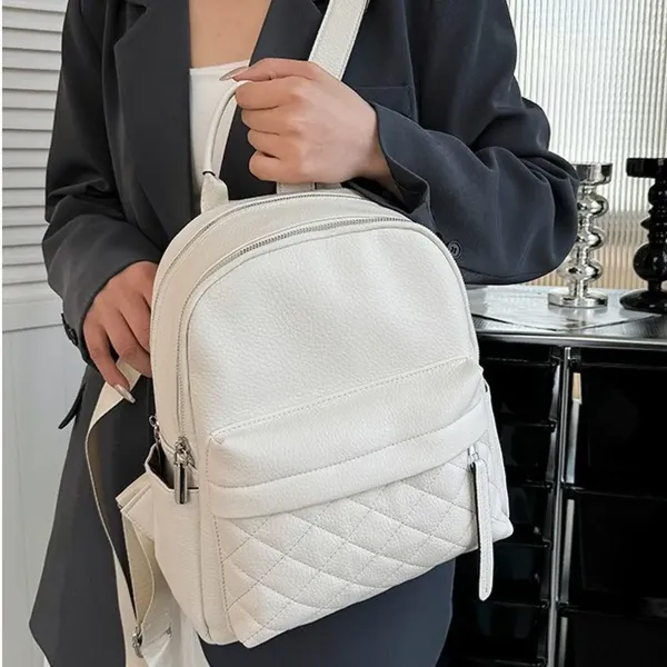 Жіночий шкіряний наплічник міський 35х26х17, рюкзак з натуральної шкіри, білий