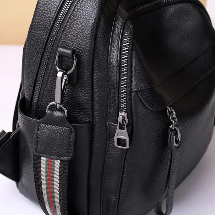 Жіноча шкіряна сумка наплічна міська 21х28х13, рюкзак для кожного дня, чорни