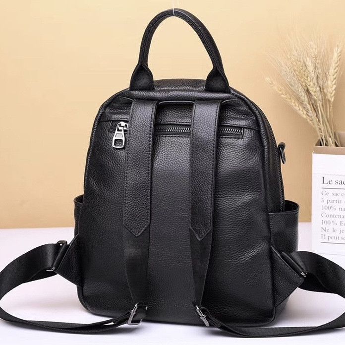 Жіноча шкіряна сумка наплічна міська 21х28х13, рюкзак для кожного дня, чорни