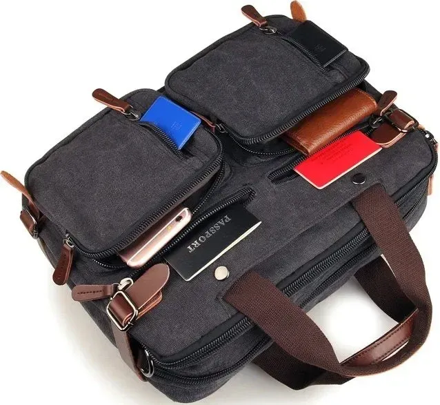 Сумка чоловіча Vintage 14480 трансформер Сіра