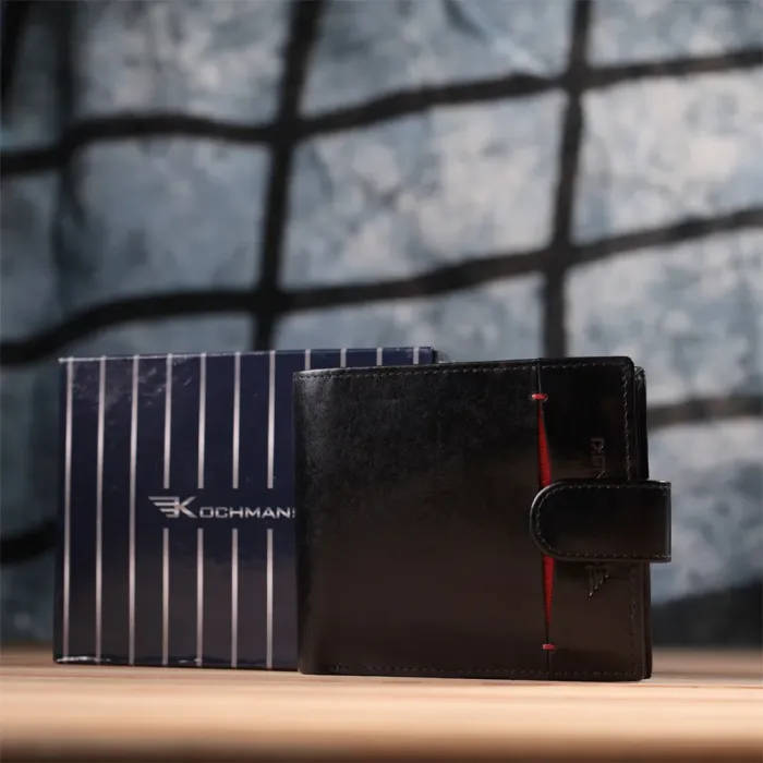 Люксовий чоловічий гаманець із натуральної глянсової шкіри Vintage 15110 Чорний