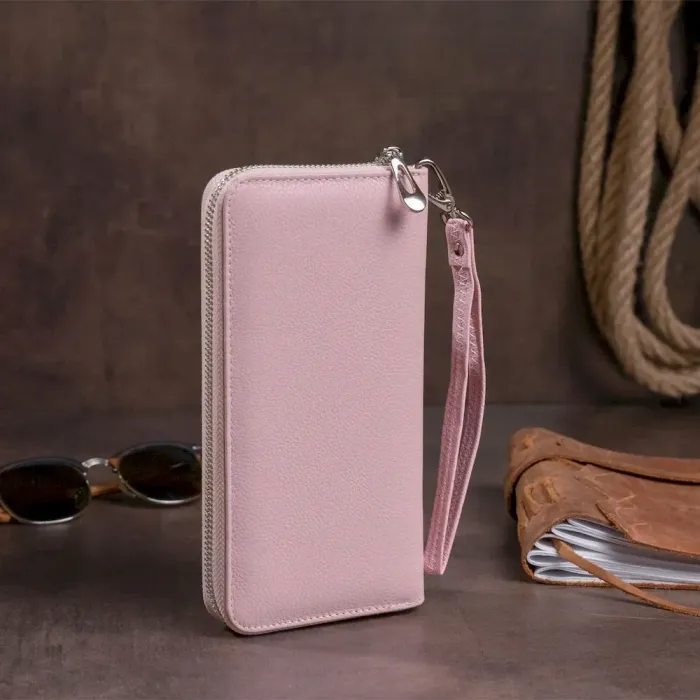 Місткий клатч шкіряний жіночий ST Leather 19279 Рожевий