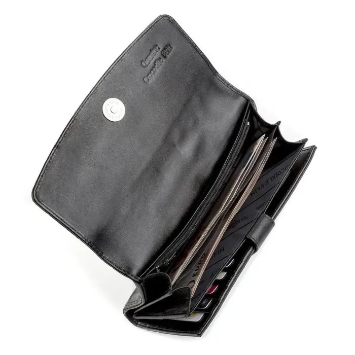 Портмоне жіноче CROCODILE LEATHER 18025 із натуральної шкіри крокодила Чорний