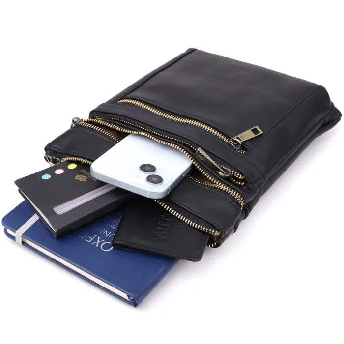 Повсякденна чоловіча сумка з натуральної шкіри Vintage 23037 Чорний