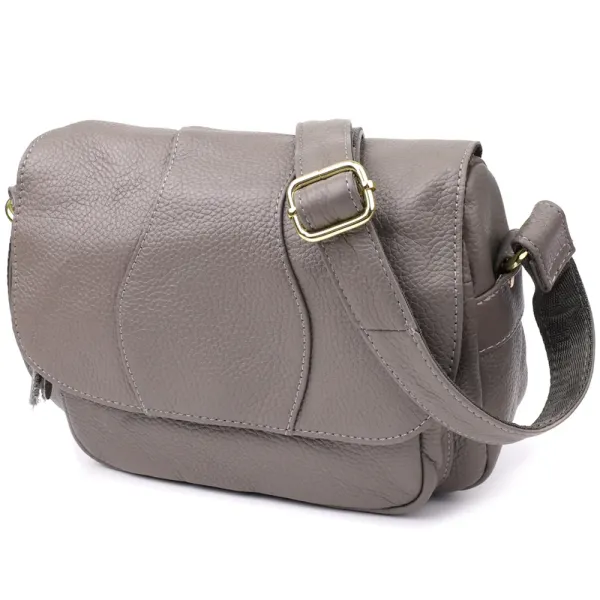 Практична сумка з натуральної шкіри для стильних жінок Vintage 22974 Сірий
