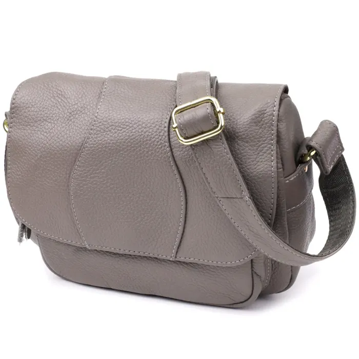 Практична сумка з натуральної шкіри для стильних жінок Vintage 22974 Сірий