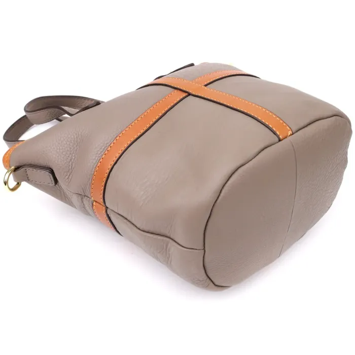 Практична містка сумка з натуральної шкіри для жінок Vintage 22998 Сірий