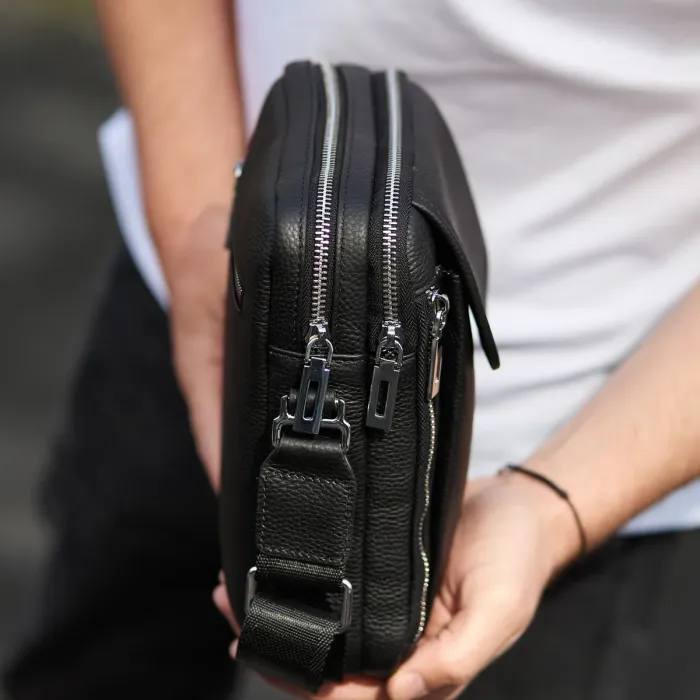 Чоловіча шкіряна сумка-барсетка 19х24х7.5, сумочка планшет через плече Bexhill BX-36256 чорна