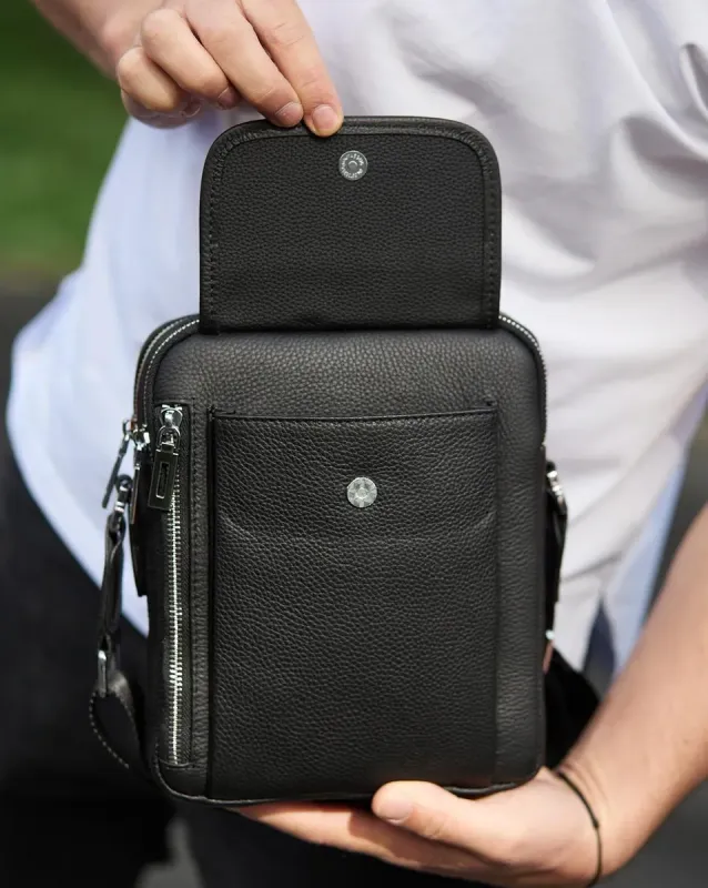 Чоловіча шкіряна сумка-барсетка 19х24х7.5, сумочка планшет через плече Bexhill BX-36256 чорна