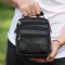 Чоловіча сумка-барсетка шкіряна 17x21x9, сумочка планшет для гаджетів Tiding Bag 32051 чорна