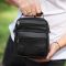 Чоловіча сумка-барсетка шкіряна 17x21x9, сумочка планшет для гаджетів Tiding Bag 32051 чорна