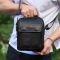 Сумка-барсетка чоловіча через плече 19х24х8, месенджер шкіряний гладкий Tiding Bag TD-55467 чорний колір