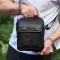 Сумка-барсетка чоловіча через плече 19х24х8, месенджер шкіряний гладкий Tiding Bag TD-55467 чорний колір