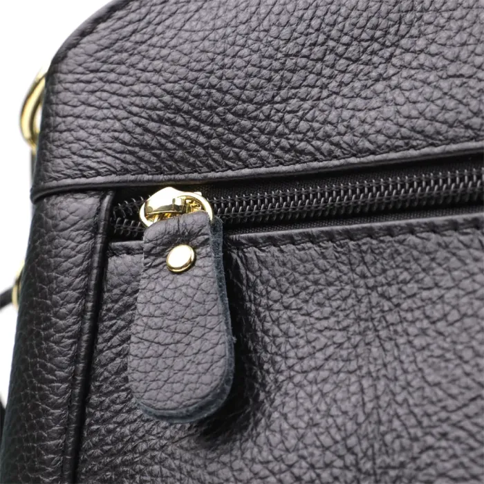 Класична шкіряна сумка для жінок з трьома відділеннями Vintage 22978 Чорний