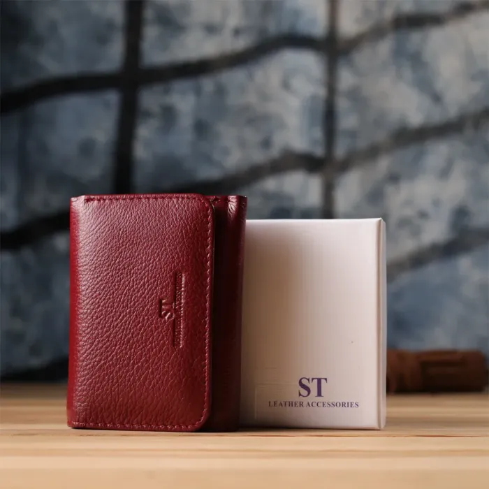 Компактний гаманець зручного формату із натуральної шкіри ST Leather 23077 Бордовий