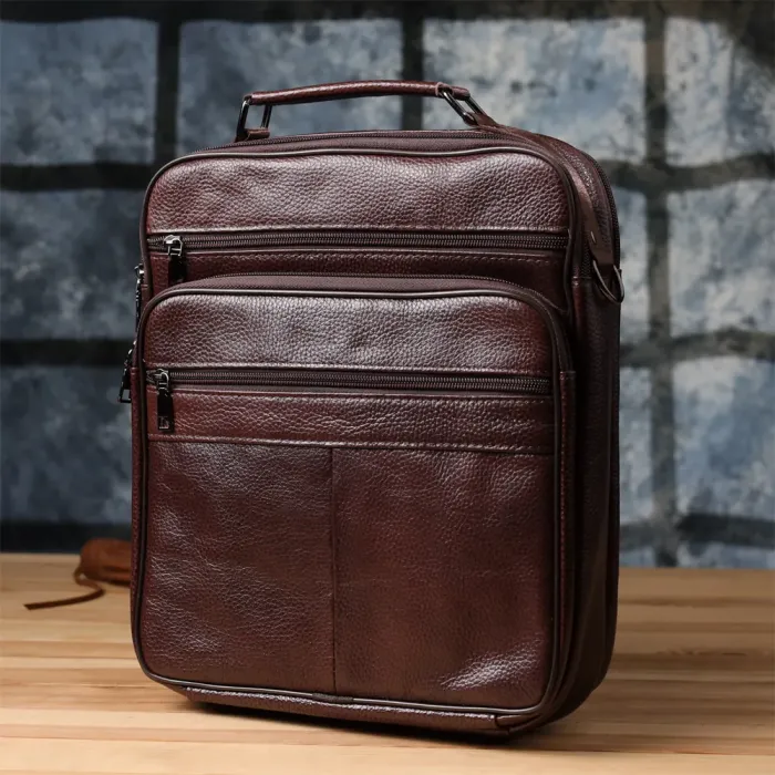 Сумка чоловіча з ручкою для перенесення в руці з натуральної шкіри Vintage 23030 Коричневий