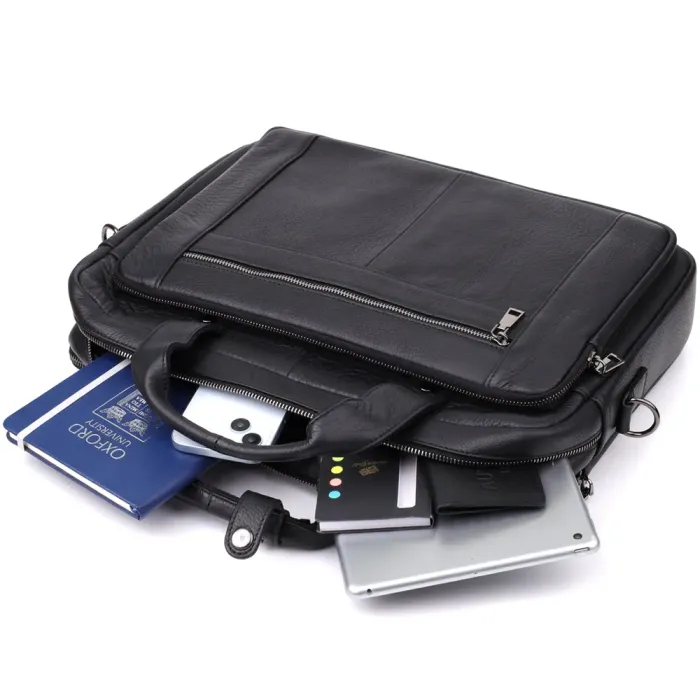 Зручний портфель для чоловіків з натуральної шкіри Vintage 23042 Чорний