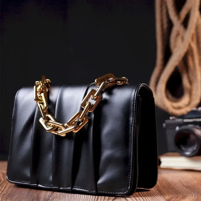 Стильна жіноча сумка зі шкірозамінника Vintage 18709 Чорний