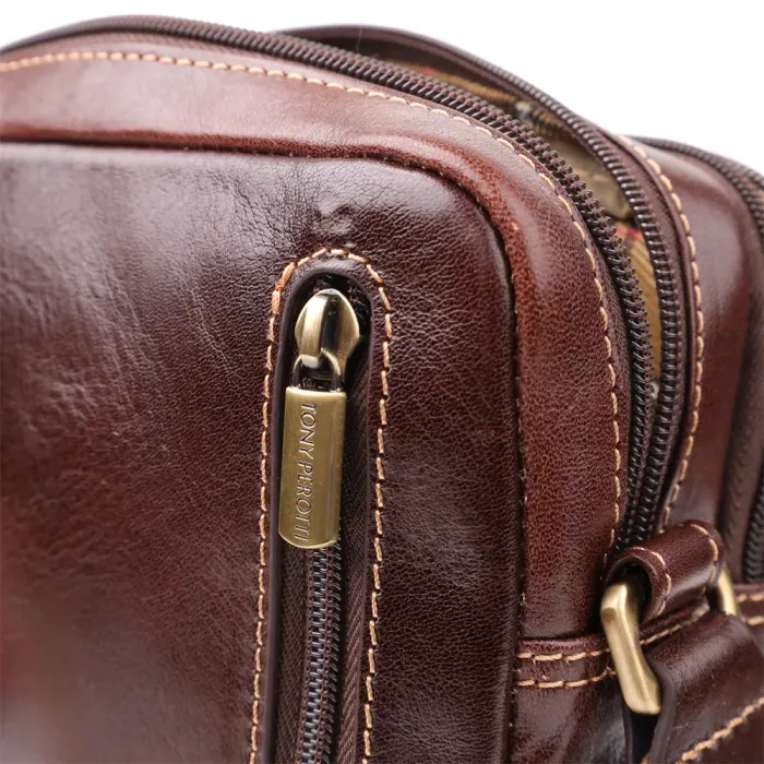 Чоловіча сумка з кишенями з гладкої натуральної шкіри Tony Perotti 20856_1 (9148-17 moro) Коричневий