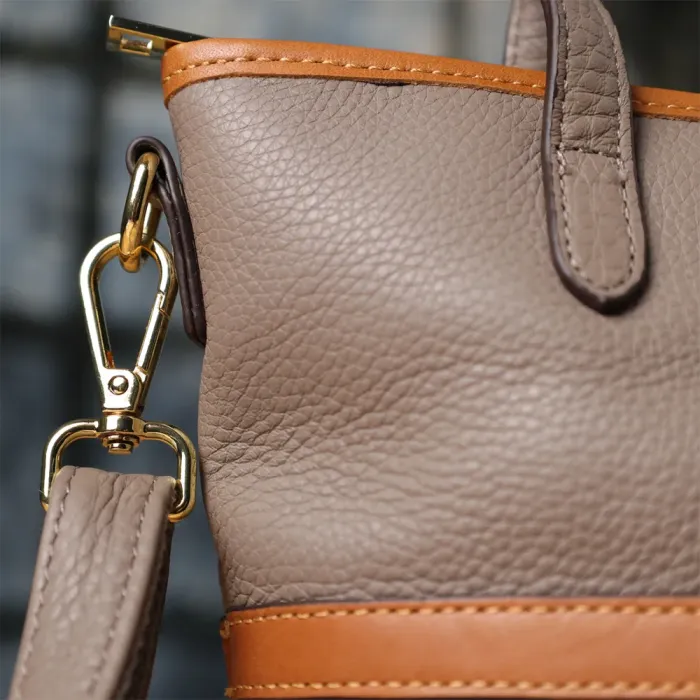 Практична містка сумка з натуральної шкіри для жінок Vintage 22998 Сірий