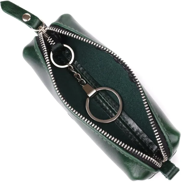 Практична ключниця з натуральної гладкої шкіри GRANDE PELLE 22943 Зелений