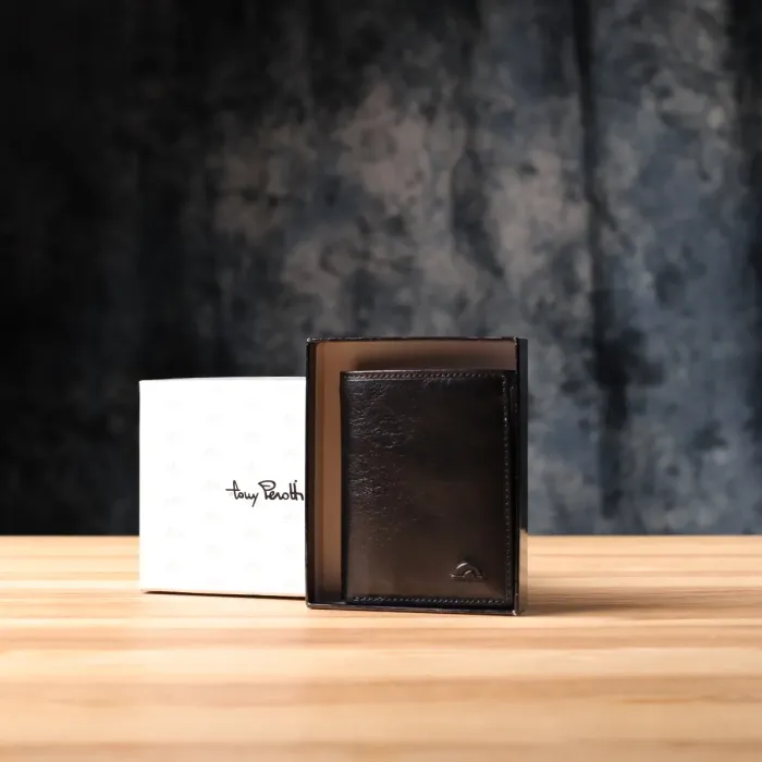 Невеликий гаманець для чоловіків з натуральної глянсової шкіри Tony Perotti 20898_1 (3549 nero) Чорний