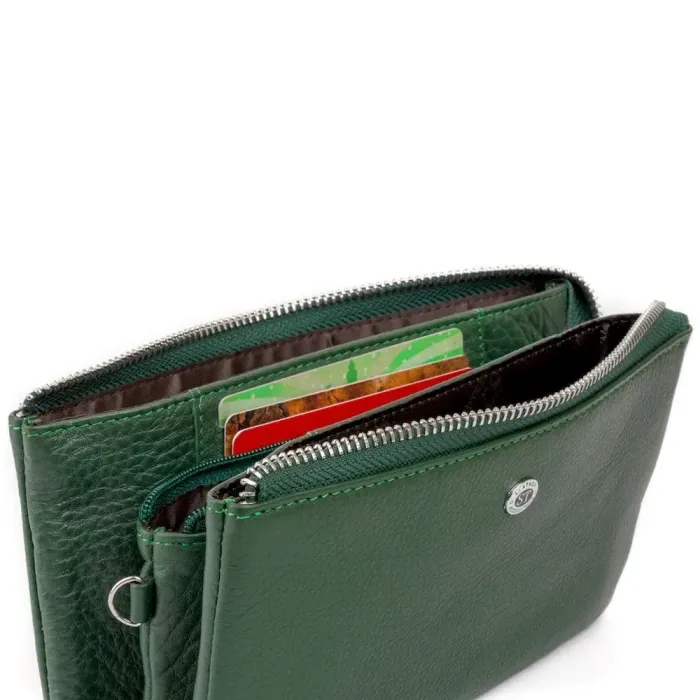 Вместительный клатч из двух частей женский ST Leather 19253 Зеленый