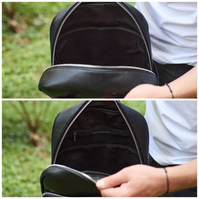 Універсальний чоловічий рюкзак із шкіри 41х31х16, зручний наплічник для ноутбука та документів, чорний