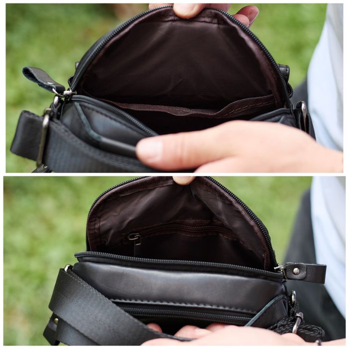 Чоловіча шкіряна сумка, барсетка з натуральної шкіри 24х18х8, сумочка для чоловіків, чорна