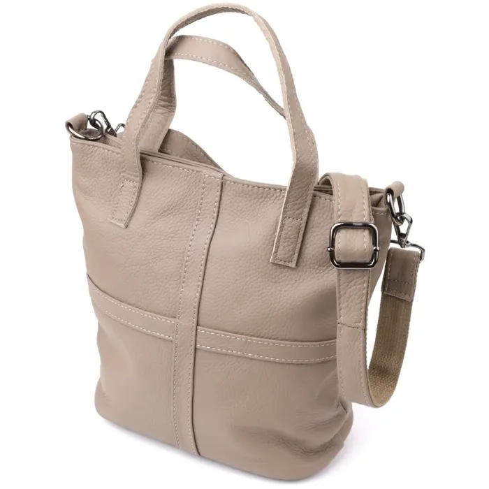 Зручна сумка жіноча з ручками з натуральної шкіри Vintage 22996 Сірий