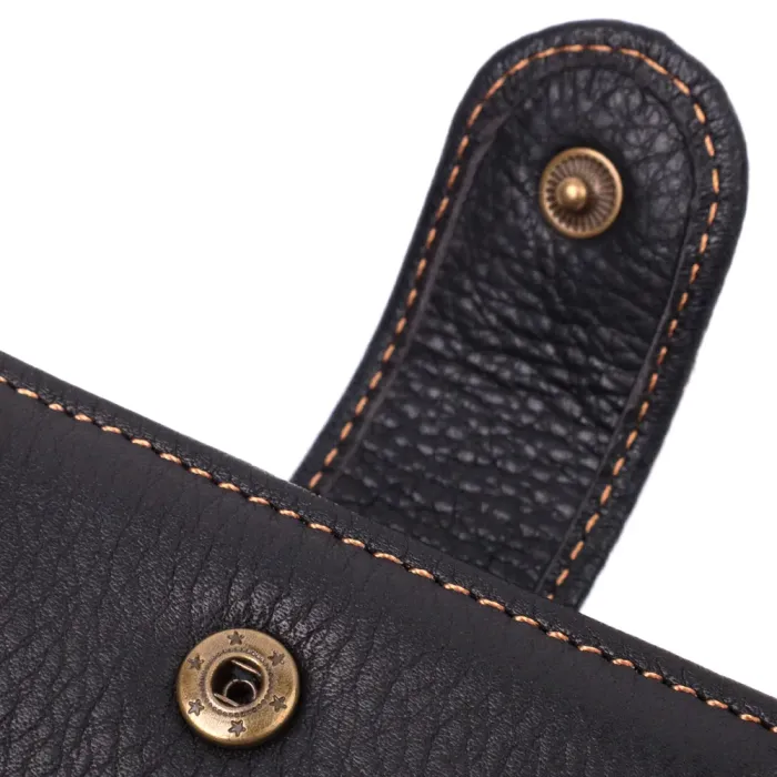 Горизонтальний невеликий гаманець для чоловіків з натуральної шкіри Vintage 15063 Чорний