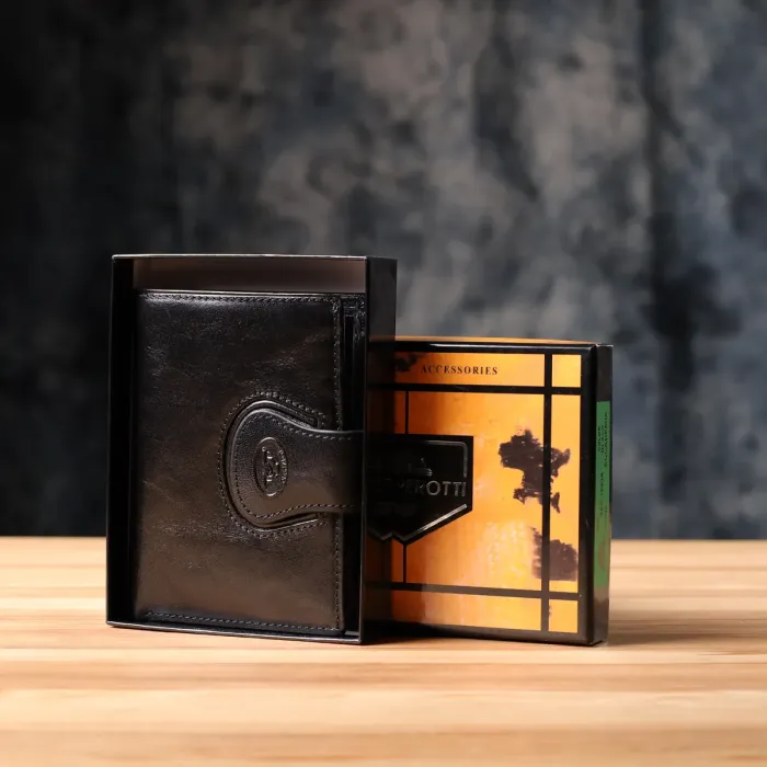 Зручний гаманець із глянсової натуральної шкіри Tony Perotti 20875_1 (1693 nero) Чорний