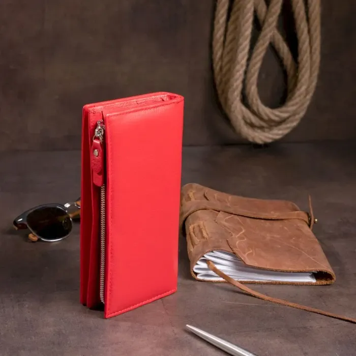 Вертикальний гаманець шкіряний ST Leather 19275 Червоний