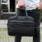 Офісна чоловіча сумка через плече 39х29х10, шкіряний портфель-месенджер для бізнесу, чорний