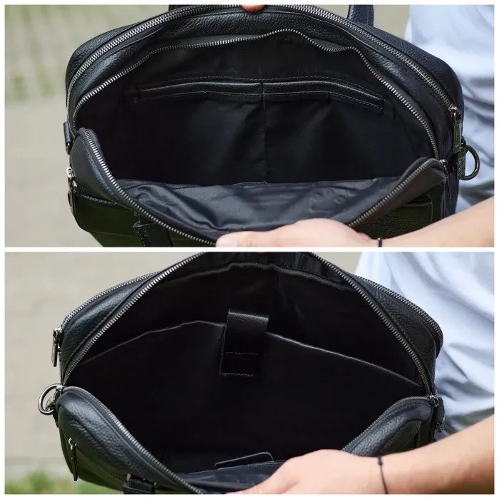 Сумка чоловіча офісна через плече 39х29х10, практичний шкіряний портфель для бізнесу, сумочка для навання, чорний