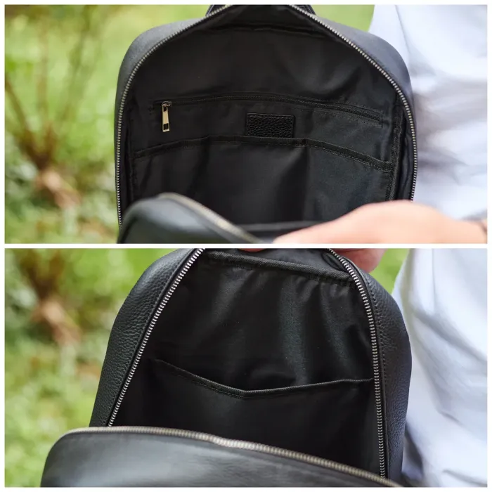 Стильний чоловічий шкіряний рюкзак 40х30х17, практичний аксесуар для ноутбука та документів, чорний