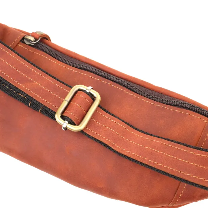 Практична сумка-бананка для чоловіків із натуральної вінтажної шкіри Shvigel 23122 Рудий