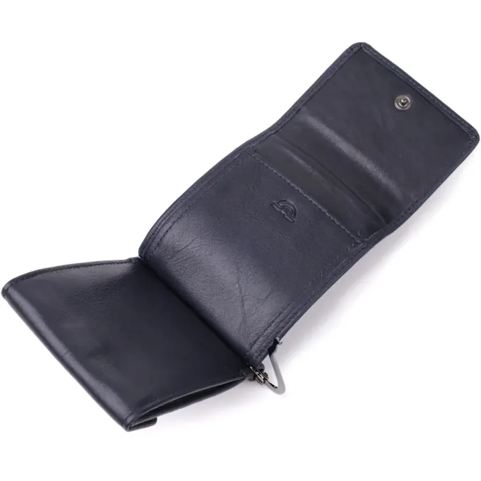 Вертикальний чоловічий затискач із зернистої натуральної шкіри Tony Perotti 20862_1 (3595 navy) Синій