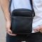 Чоловіча барсетка через плече, зернистая кожа 20х16х6, месенджер для міста, сумка для телефону та документів, чорна