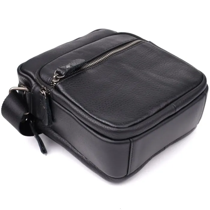 Містка чоловіча сумка на плече з натуральної шкіри Vintage 23022 Чорний